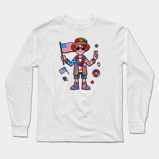 A Whimsical Tribute to American Culture in Cartoon Style T-Shirt Long Sleeve T-Shirt